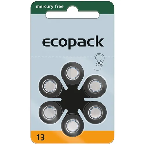 6x Varta ecopack Typ 13 im 6er-Blister Knopfzelle 1,4V ø7,9x5,4mm Zink-Luft