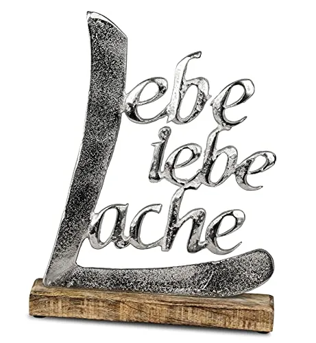 formano Dekofigur Schriftzug Lache Liebe Lebe - 32 cm aus Aluminium Mango, stilvolle Deko für ein positives Zuhause