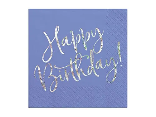 PartyDeco Servietten Happy Birthday 33x33cm/20St. Blau in blau von PartyDeco