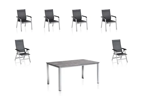 KETTLER Garten-Essgruppe BasicPlusPremium - Hochwertige Gartenmöbelgarnitur mit Outflexx Ausziehtisch und 10 bequemen Stühlen. Ideal für gesellige Abende im Freien, langlebig und pflegeleicht dank robustem Aluminium und kratzfester Tischplatte.