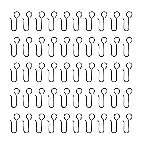 UMCHU 50 Stück Vorhanghaken, Schwarz Metallvorhanghaken, Faltenhaken, Drapierungshaken, für die meisten Vorhänge, die Vorhanghaken benötigen
