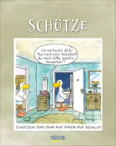 Schütze 2026: Sternzeichenkalender-Cartoonkalender als Wandkalender im Format 19 x 24 cm.