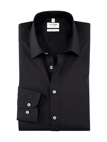 OLYMP Herren T-Shirt Langarm Level.Five, Einfarbig, Body fit, Schwarz 68, L - Herren-Unterhemden mit modernem Body fit Design, ideal für einen stylishen Look und höchsten Tragekomfort.