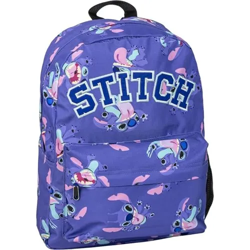 CERDÁ LIFE'S LITTLE MOMENTS Unisex Kids Stitch Rucksack 42 cm, Lila - Schulranzen mit offizieller Disney-Lizenz, ausgestattet mit mehreren Fächern und einer praktischen Seitentasche für Wasserflaschen – perfekt für kleine Abenteuer!