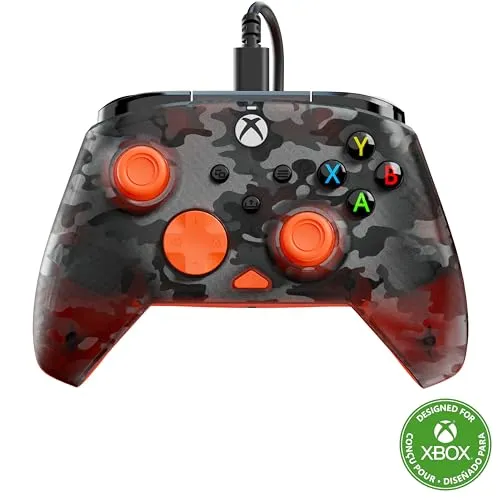 Turtle Beach Rematch Core Ghost Schwarz Camo/Orange - Wired Gaming Controller für Xbox und PC - Gaming Controller mit anpassbaren Impuls-Triggern und ergonomischem Design für komfortables Gameplay, ideal für Xbox Series X|S, Xbox One und Windows PCs.
