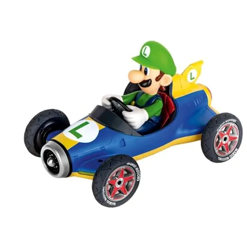 Carrera RC Nintendo Mario Kart Mach 8 mit Luigi - Ferngesteuertes Mini Auto für Kinder ab 6 Jahren, ideal für spannende Rennen drinnen und draußen