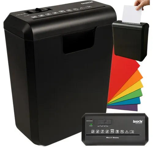 IZOXIS Aktenvernichter Papierschredder 10 L Aktenvernichter, Start-/Stopp-Funktion, bis zu 6 Blatt A4 gleichzeitig
