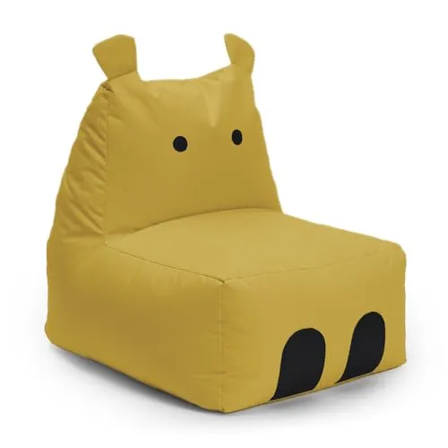 Lumaland Sitzsack Kinder Hippo Tier Kissen 80x70x65 cm - Sitzsäcke in tierischem Design, wasserabweisend und pflegeleicht – der perfekte Kuschelpartner für Kinderzimmer!