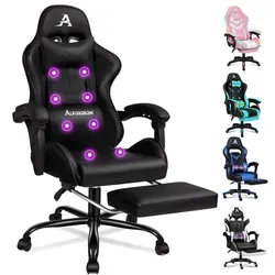 Gaming-stuhl Mit Massage Und Fußstütze, 150° Neigung, Höhenverstellbar