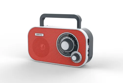Tragbares Stereo Radio mit AUX IN und Kopfhöreranschluss (Rot) - Küchenradio mit hochwertigem Klavierlack, 1 W Leistung, UKW/MW Empfang und vielseitigem AUX-Anschluss – ideal für Musikgenuss überall!