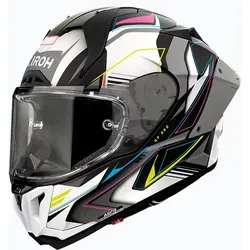 Airoh GP 800 Must Integralhelm - Matt Schwarz/Weiß/Blau/Pink/Gelb - M - Vollvisierhelm mit aggressivem Design, optimaler Thermoregulierung und hochwertigem Innenfutter. Ideal für Motorradfahrer, die Stil und Leistung schätzen.