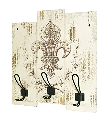 HAKU Möbel Wandgarderobe Motiv, vintage, Massivholz, Metall - Maße: B 38 x H 42 x T 9 cm, Style: Industrial