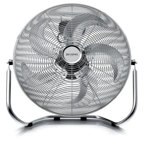 Brandson Windmaschine Chrom Bodenventilator im Retro Stil in silber von Brandson
