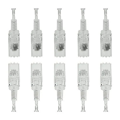 P-Beauty | Dermapen M1 Nadelpatronen | Ersatz Nadelpatronen für Auto Derma Elektrik Pen M1 | Microneedling | Gewinde Verschluss | mit WÖLBUNG/WELLE | 10-Stück | 5D Nano