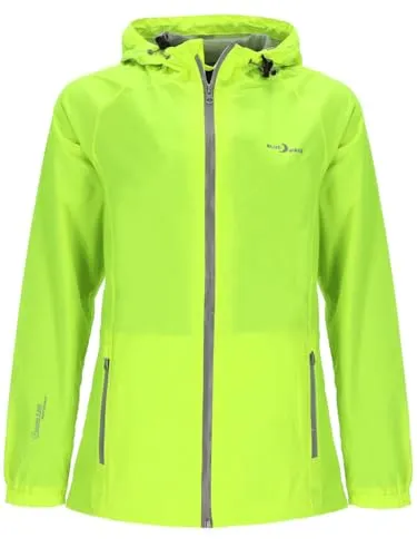 Blue Wave Damen Funktionsjacke Fabienne - Neongelbe Outdoorjacke für jedes Wetter - Funktionsjacke für Damen, winddicht und atmungsaktiv mit 5000 mm Wassersäule. Ideal für Wanderungen und Radfahren, ausgestattet mit reflektierenden Prints für mehr Sicherheit.