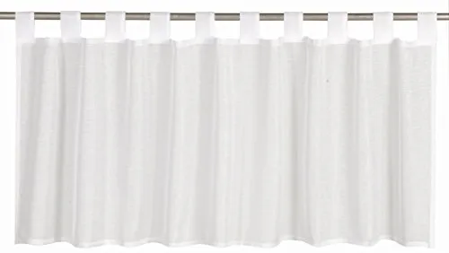 Elbersdrucke halbtransparente Bistrogardine Effecto 00 weiß 48 x 140 cm Scheibengardine für Küche Küchenfenster Sichtschutz 196554