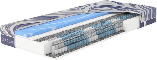 Taschenfederkernmatratze Ocean Clean TFK - 21 cm hoch für optimalen Schlafkomfort - Matratzen mit integriertem Topper für ein Boxspring-Schlafgefühl, ideal für Rücken-, Bauch- und Seitenschläfer. Allergikerfreundlich und für verstellbare Lattenroste geeignet.