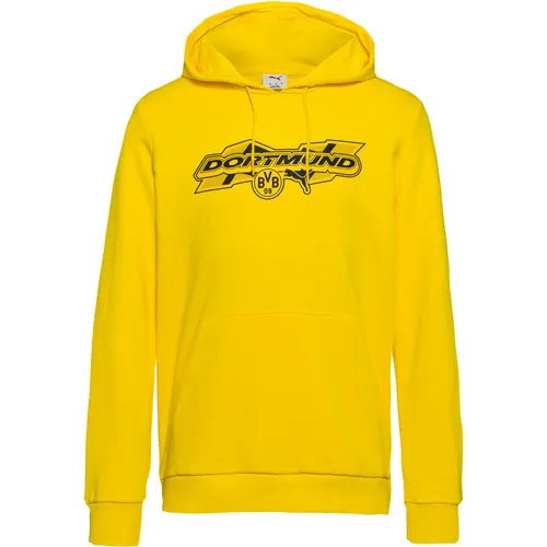 PUMA Borussia Dortmund FtblCulture Hoodie Herren - Fußball-Fanartikel, verbindet Fashion mit Fußball und feiert das Erbe des Vereins in stylischem Design. Zeige deine Loyalität auch abseits des Spielfelds!