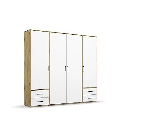 rauch Drehtürenschrank VOYAGER – Moderner Kleiderschrank in Eiche Artisan/Alpinweiß