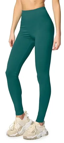 Merry Style Leggings Damen Baumwolle für das ganze Jahr Bequeme Leggings Blickdicht Damen Ideal für Yoga Sport Gym und Freizeit MS10-198 (Smaragdgrün, L)