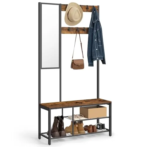 Kompaktgarderobe Dacey, braun, 98x185 cm von VASAGLE