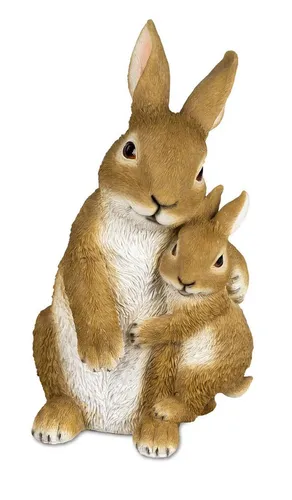 Hase mit Kind 26 cm – Handbemalte Dekofigur für Ostern - Handbemalte Dekofigur in Form eines Hasen mit Kind, ideal für die Osterdekoration. Aus robustem Kunststein gefertigt und perfekt für verschiedene Wohnräume geeignet.