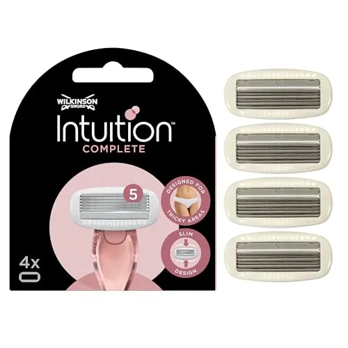 Wilkinson Sword - Intuition Complete Rasierer für Frauen, 4 + 1 gratis Ersatzklingen, Skin-Protect-Gel für sanftes Gleiten