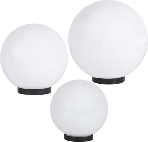 Kugelleuchte 3er Set - Weiße Außenleuchten in 25/30/40cm - Außenleuchten Set mit Kugelleuchten in 25, 30 und 40 cm für stilvolle Garten- und Terrassenbeleuchtung. Witterungsbeständig, kratzfest und leicht zu reinigen.