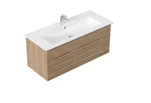 Magnolia Home Waschtisch Badmöbel mit Villeroy & Boch Venticello Waschbecken 120 cm eiche hell