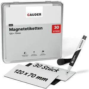 Gauder Magnetschilder ME-120x70, weiß, 120 x 70 mm, für Handbeschriftung, 30 Stück
