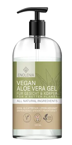 NEU: Enolenia® ALOE VERA GEL - 3 in 1 Bodylotion, Hautpflege und AFTER SUN – pflanzlich, intensiv & vegan – für alle Hauttypen geeignet – extra viel Feuchtigkeit, 500 ML