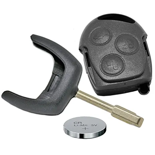 Auto Schlüssel Funk Fernbedienung 1x Gehäuse + 1x Rohling Tibbe FO21 + 1x CR2032 Batterie für Ford