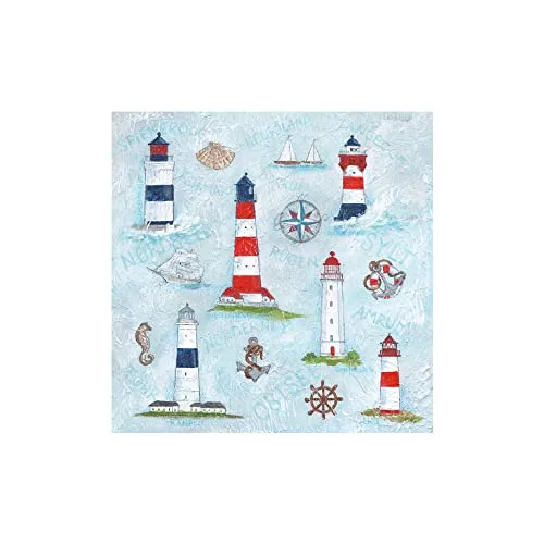 Ambiente Servietten Lunch/Party/Fest 33x33cm Maritime Ornaments - Leuchtturm