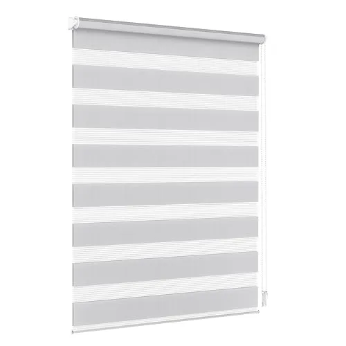 Jalousiescout Doppelrollo Klemmfix 72,5x210cm Hellgrau - Lichtdurchlässig & Verdunkelnd - Seitenzug- & Springrollos, vielseitig einstellbar für optimalen Sicht- und Sonnenschutz, einfach zu montieren ohne Bohren oder mit Schrauben, ideal für feuchte Räume.