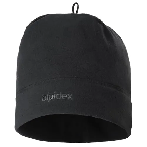 ALPIDEX Fleecemütze Laufmütze Winter Running Fleece Mütze Funktionsmütze Thermo Beanie Damen Herren Radfahren Helmmütze Outdoor Sportmütze Unisex, Farbe:Black