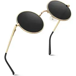 Polarisierte Retro Runde Sonnenbrille mit UV400 Schutz für Herren und Damen - GQUEEN - Stilvolle Retro-Sonnenbrille mit 100% UV400 Schutz. Ideal für Freizeit und Sport. Der hochglanzpolierte Metallrahmen bietet höchsten Tragekomfort und Flexibilität.