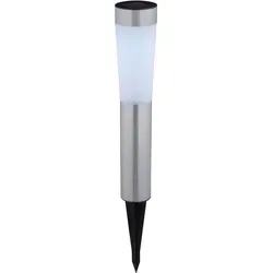 Garten Solarleuchte mit Bodenspieß, Lampe mit 2 LEDs kaltweiß, Akku mit An-/Aus-Schalter, 6-8 Std. Leuchtdauer - Schwarz/Weiß/Silber