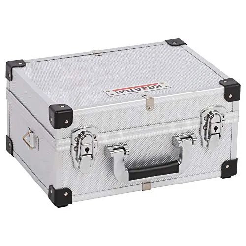 Kreator Aluminium-Werkzeugkoffer 32x23x16cm - Robuster Werkzeugkoffer mit leichtem Aluminiumrahmen, ideal für die sichere Organisation und den Transport von Werkzeugen. Mit Innenfutter, Metallgriff und Schultergurt für optimalen Komfort.