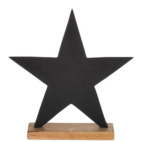 EGLO LIVING Deko Stern Baliguian, stehender Weihnachtsstern Fensterbank, Weihnachtsdeko zum Hinstellen, Tischdeko Weihnachten aus Metall in Schwarz und Holz in Natur, 25,5 x 27 cm