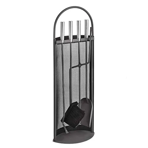 Lienbacher Kaminbesteck 344 - Anthrazit Grau mit Edelstahlgriffen - Kaminbesteck, 4-teilig, stilvolles Design in anthrazit, Griffe aus Edelstahl für optimale Langlebigkeit, ideal für jeden Kaminliebhaber.
