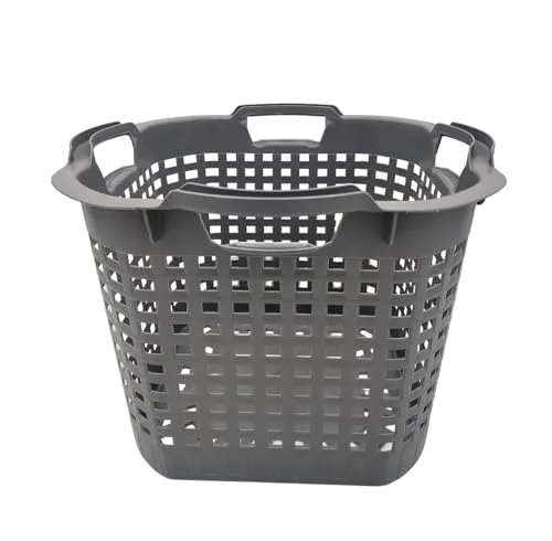 BURI Erntekorb Gartenkorb lebensmittelecht - 25L Kartoffelkorb Obstkorb Laubkorb Grau, Wäschekorb, drehstapelbar, extrem robust