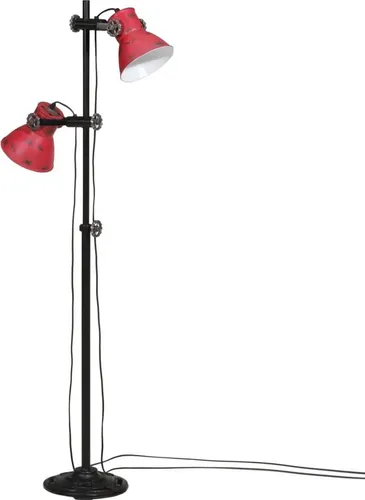 vidaXL Stehleuchte 25 W Rot mit verstellbarem Design - Stilvolle 2-flammige Stehleuchte aus robustem Mangoholz und Eisen. Ideal für Wohnzimmer oder Büro, sorgt für individuelle Beleuchtung und Atmosphäre. Einzigartige Holzmaserung macht jedes Stück zum Unikat.