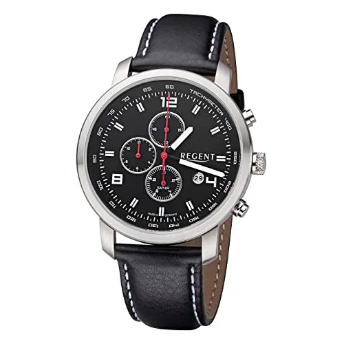 Regent Herrenuhr Chrono Stahl Lederband GM-2108