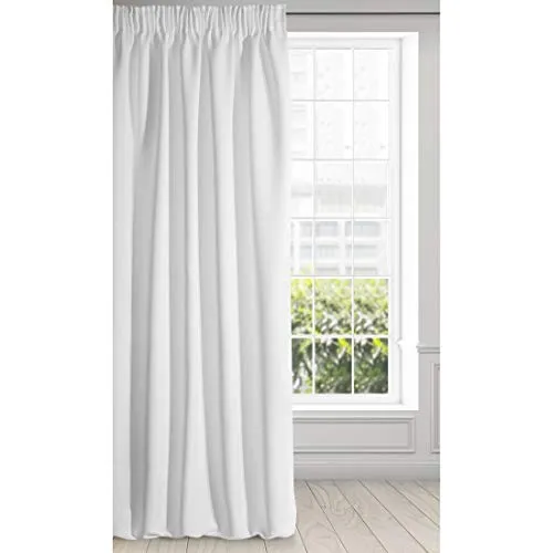 Eurofirany Logan, Matter Verdunkelungsvorhang, Satin, mit plissiertem Band, 1 Stück, elegant, glatt, schlicht, für Wohn- und Schlafzimmer, weiß 135 x 270 cm
