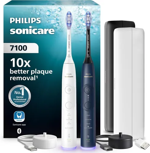 Philips Sonicare 7100 elektrische Zahnbürste - Elektrische Zahnbürste mit 4 Putzmodi, 3 Intensitätsstufen und Andruckkontrolle für optimale Mundhygiene. Entfernt bis zu 10x mehr Plaque und sorgt für gesünderes Zahnfleisch in nur 2 Wochen.