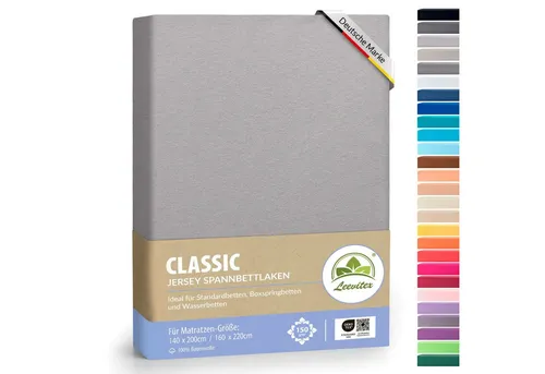 leevitex® Spannbettlaken Spannbettlaken, Mako-Jersey, Gummizug: rundum, (1 Stück), OEKO-TEX® STANDARD 100 zertifiziert