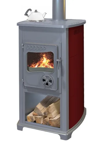 ECOfoxx Kaminofen EEK A+ Bella bordeaux mit Herdplatte, 5,40 kW