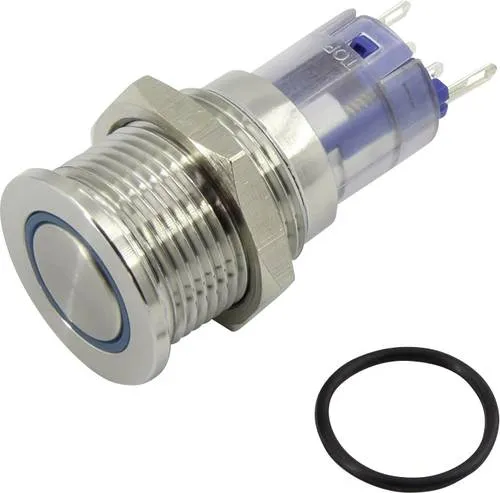 TRU Components 1303028 LAS2GQPF-11E/B/12V/S/P Vandalismusgeschützter Drucktaster 48 V/DC 2A 1 x Aus/(Ein) tastend Blau IP65 1St.