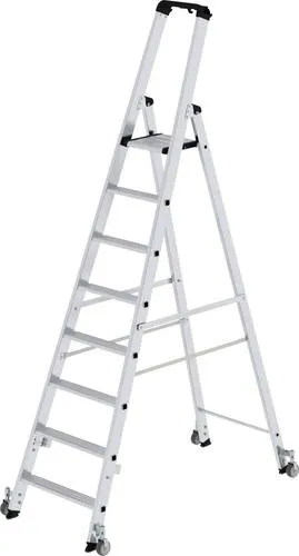 Stehleiter 8 Stufen aus Aluminium, einseitig begehbar