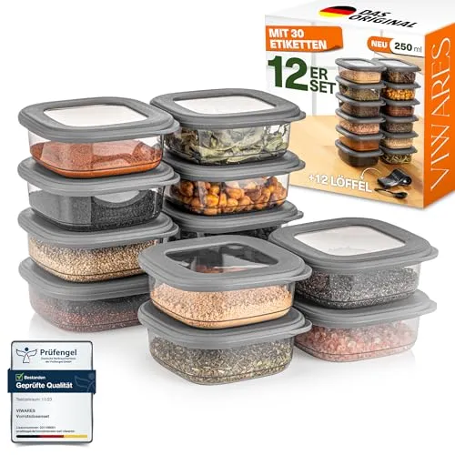 Viwares Vorratsdosen mit Deckel Luftdicht, 12er Vorratsbehälter Set BPA-Frei, Vorratsdose zur Müsli Mehl Aufbewahrung Küche, Praktische Organizer Küche, Frischhaltedosen für Lebensmittelaufbewahrung